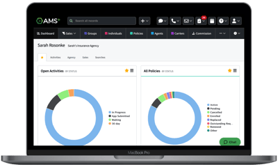 Laptop showing dashboard in AMS+